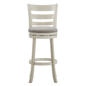 Jaxley Ladder Back Swivel Barstool Solid Rubberwood Cushioned Farmhouse Kitchen Seat