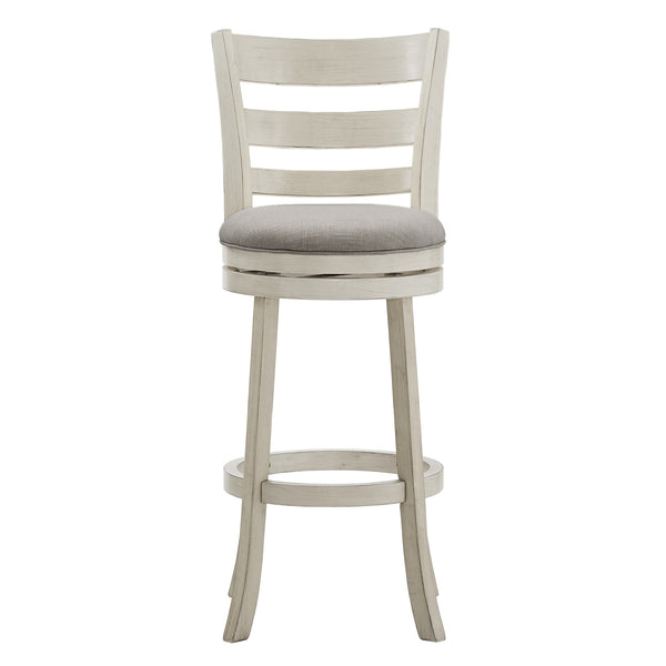 Jaxley Ladder Back Swivel Barstool Solid Rubberwood Cushioned Farmhouse Kitchen Seat