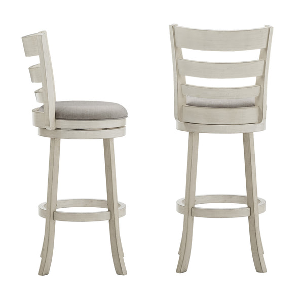 Jaxley Ladder Back Swivel Barstool Solid Rubberwood Cushioned Farmhouse Kitchen Seat