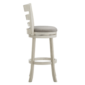 Jaxley Ladder Back Swivel Barstool Solid Rubberwood Cushioned Farmhouse Kitchen Seat