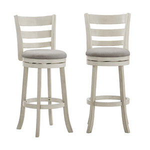 Jaxley Ladder Back Swivel Barstool Solid Rubberwood Cushioned Farmhouse Kitchen Seat