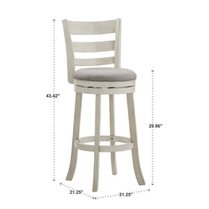 Jaxley Ladder Back Swivel Barstool Solid Rubberwood Cushioned Farmhouse Kitchen Seat