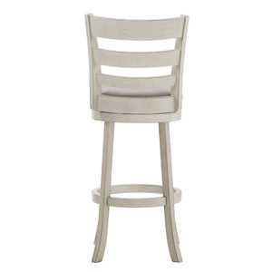 Jaxley Ladder Back Swivel Barstool Solid Rubberwood Cushioned Farmhouse Kitchen Seat