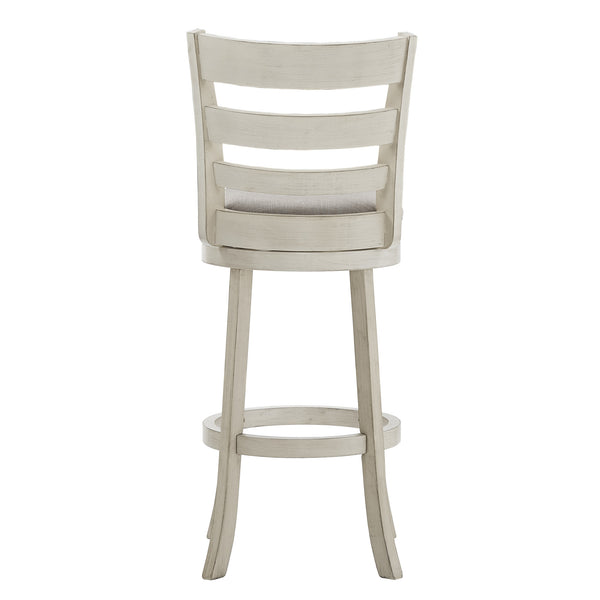 Jaxley Ladder Back Swivel Barstool Solid Rubberwood Cushioned Farmhouse Kitchen Seat