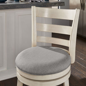 Jaxley Ladder Back Swivel Barstool Solid Rubberwood Cushioned Farmhouse Kitchen Seat