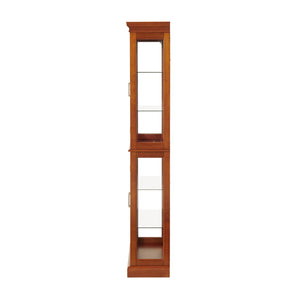 English Elm Curio Display Cabinet with Internal Lighting, Mirrored Back, 6 Adjustable Shelves, Glass Doors Walnut W1693P154578