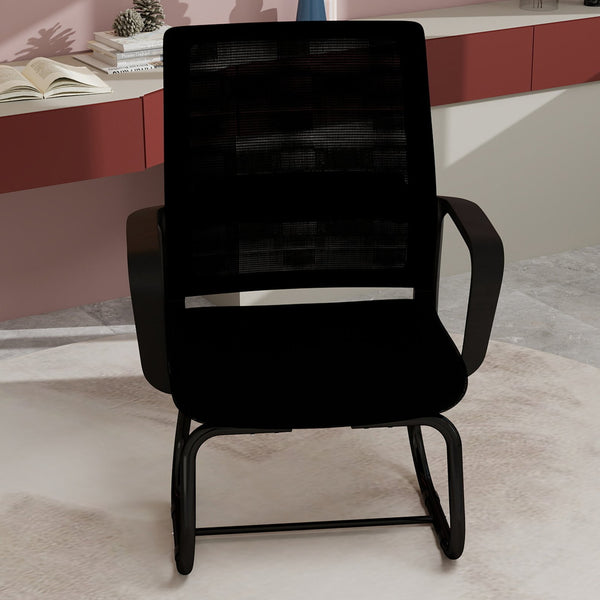 English Elm Minimalist breathable mesh office chair with curved support, cushioned seat, stable iron frame for long workdays Black W1935P338542