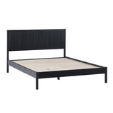 Contemporary Reeded Headboard Solid Wood Queen Bed