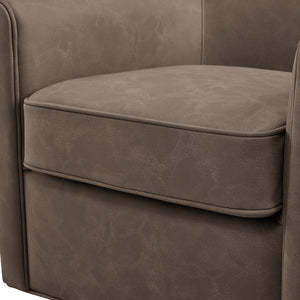 English Elm Westly Faux Leather Swivel Accent Chair with Rolled Arms, 360° Metal Swivel, Coil Spring Comfort Espresso B050P390597