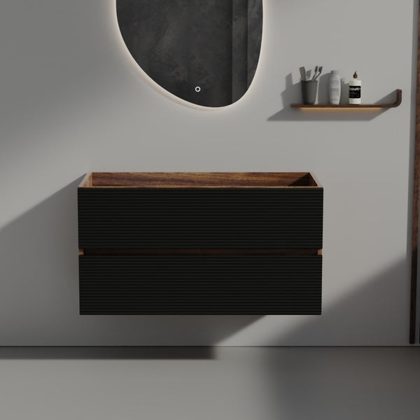 English Elm Grace Floating Bathroom Vanity Walnut Two-tone Soft Close Drawers Modern Cabinet W1865P279941
