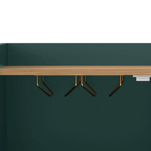 English Elm Modern Fluted Bar Cabinet with Wine Rack Glass Holders Adjustable Shelving and Hidden Drawer Green N728P438606G