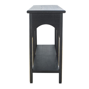 English Elm 47.2x15.7x31.9" Matte Black Wood Console Table with Arched Legs Gold Accents Shelf W2078P476728