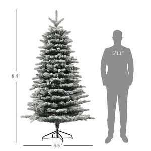 English Elm Homcom 6.5 Ft Pre-Lit Snow-Flocked Mountain Pine Tree With 400 Leds, 990 Tips For Festive Decor W2225P249684