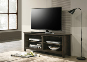 English Elm Tropea 58 Inch Open Shelf Media Console with Oak Finish and Cord Management B2749P413252
