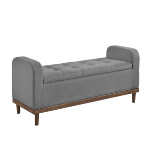 English Elm Mid-Century Modern Lift-Top Storage Bench with Tufted Upholstery, Walnut Solid Wood Frame, Hidden Organizer Gray 50.75 L x 19 W x 19.75 H B011P192193