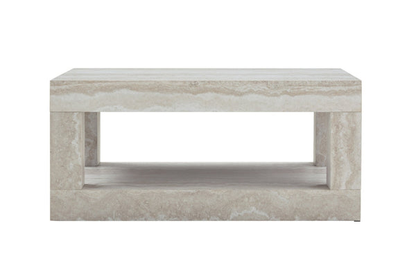 English Elm Modern Two Tier Rectangular Coffee Table with Open Shelf Mdf Build for Living Rooms W3875P389660