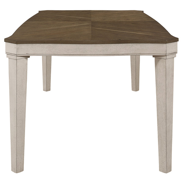 English Elm Seaside Nutmeg Starburst Dining Table in Rustic Cream Finish with Arched Ladder Back Charm, Cozy Upholstery B062P358242