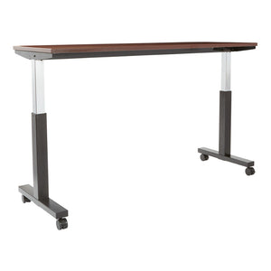 OSP Home Furnishings Adj Height Worktable with Pneumatic Lift Steel Frame and Locking Casters for Office Mah Top/Blk PHAT2472M3