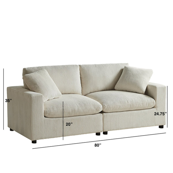 English Elm Chelsea Modular 2-Piece Sofa - Stylish Beige Comfort, Family-Friendly Design, Easy Care & Versatile Layout B050S00011