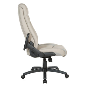 OSP Home Furnishings Exec Bonded Leather High Back Office Chair with Lumbar Support and Ergonomic Tilt Taupe EC90200-EC21