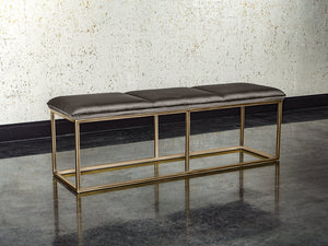 Sunpan Alley Bench: Luxurious Mid-Century Design with Durable Performance Fabric and Stylish Steel Frame Rustic Bronze / Piccolo Pebble