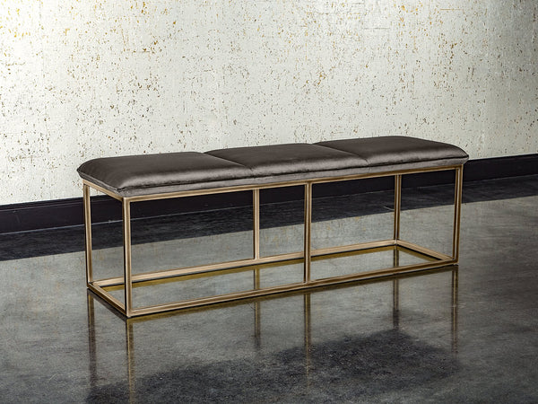 Sunpan Alley Bench: Luxurious Mid-Century Design with Durable Performance Fabric and Stylish Steel Frame Rustic Bronze / Piccolo Pebble