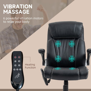 English Elm Vinsetto Executive Massage Office Chair - Ergonomic Faux Leather With Heat, 6 Vibration Points & Adjustability W2225P217498-GIGA