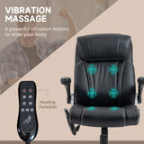 English Elm Vinsetto Executive Massage Office Chair With 6 Vibration Points, Heated Faux Leather Computer Desk Chair With Flip-Up Armrest, Adjustable Height, Swivel Wheels, Black