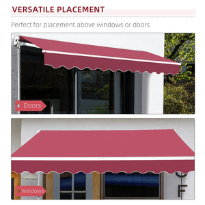 English Elm Outsunny 13' X 8' Retractable Awning - Stylish Uv-Resistant Sunshade For Decks & Patios, Wine Red W2225P174260-GIGA