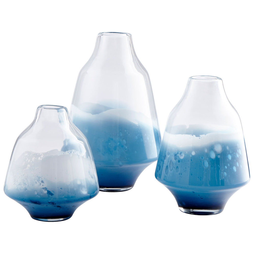 Water Dance Vase Clear and Cobalt 09165 Cyan Design