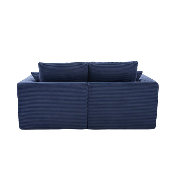 English Elm UNITED Cloud Couch Modular Sectional Sofa with Corduroy Cover, Ergonomic 2-Seater, No Assembly Needed Navy Blue W1568P371122