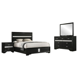 English Elm Annie Glam White Full Storage Bedroom Set with Crystal Pulls and Glitter Accents Black B062S01609