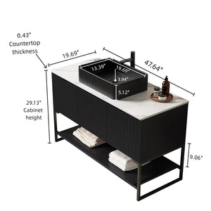 English Elm Tulio 48" Freestanding Bathroom Vanity With Soft-Close Doors, Vessel Sink & Carrara Stone Top W2615S00089-GIGA