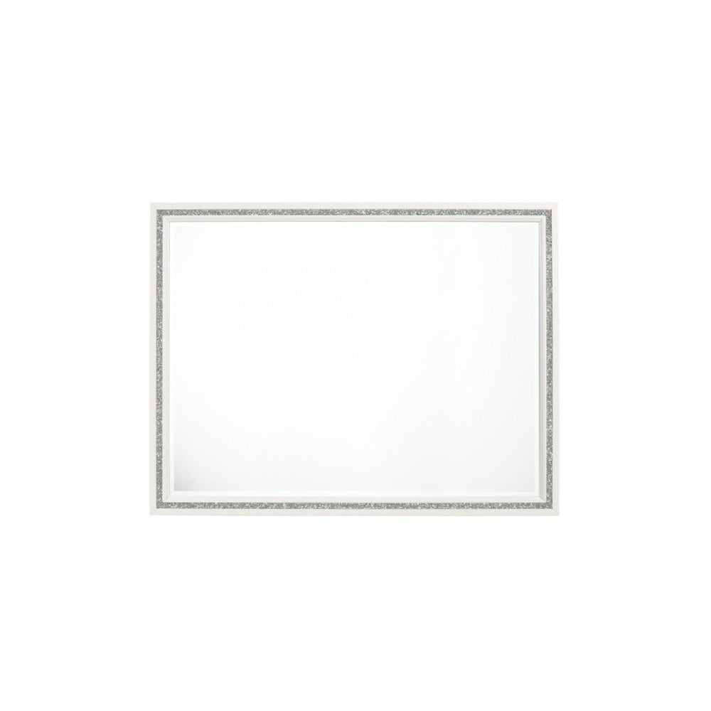 English Elm Haiden Rectangular Beveled Wall Mirror with Silver Trim for Bedroom Dresser B2726P411563