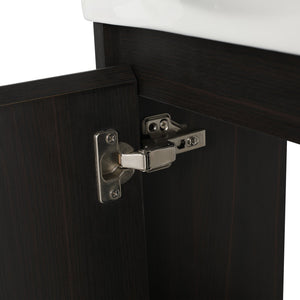 English Elm 16" Bathroom Vanity Sink Combo for Small Spaces — Compact Engineered Wood Cabinet with Ceramic Basin, Moisture-Resistant Finish and Hidden Handle, Easy Assembly Black W1972P190340