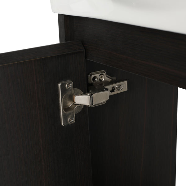 English Elm 16" Bathroom Vanity Sink Combo for Small Spaces — Compact Engineered Wood Cabinet with Ceramic Basin, Moisture-Resistant Finish and Hidden Handle, Easy Assembly Black W1972P190340