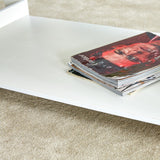 English Elm A Modern and Practical White Coffee Table. The Double Layered Coffee Table Is Made Of Mdf Material,. Suitable For Living Room, Bedroom, and Study.Ct-16