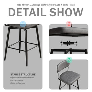 English Elm 360 Swivel Bar Stools Set of 2 Pu Leather Industrial Iron Frame Kitchen Counter W1727P251186