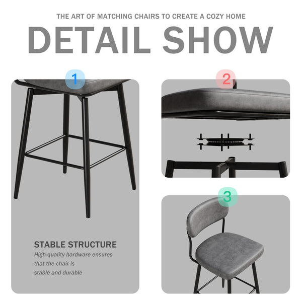 English Elm 360 Swivel Bar Stools Set of 2 Pu Leather Industrial Iron Frame Kitchen Counter W1727P251186