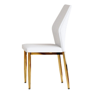 English Elm Set of 6 Pu Leather Dining Chairs with Gold Metal Legs for Glam Modern Rooms W1151P359613