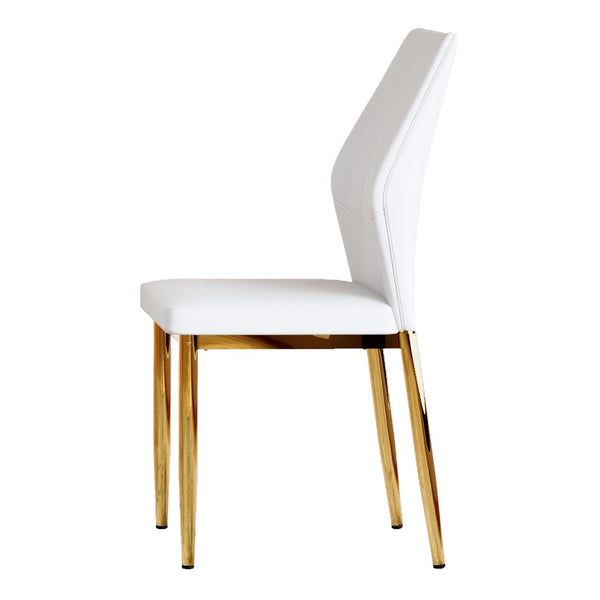 English Elm Set of 6 Pu Leather Dining Chairs with Gold Metal Legs for Glam Modern Rooms W1151P359613