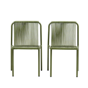 English Elm Christopher Knight Home® - Burgess Weather-Resistant Outdoor Stacking Dining Chair Set of 2 — UV-Proof PE Rattan with Iron Frame Green 23.75 L x 20.9 W x 19.5 H N776P234186G