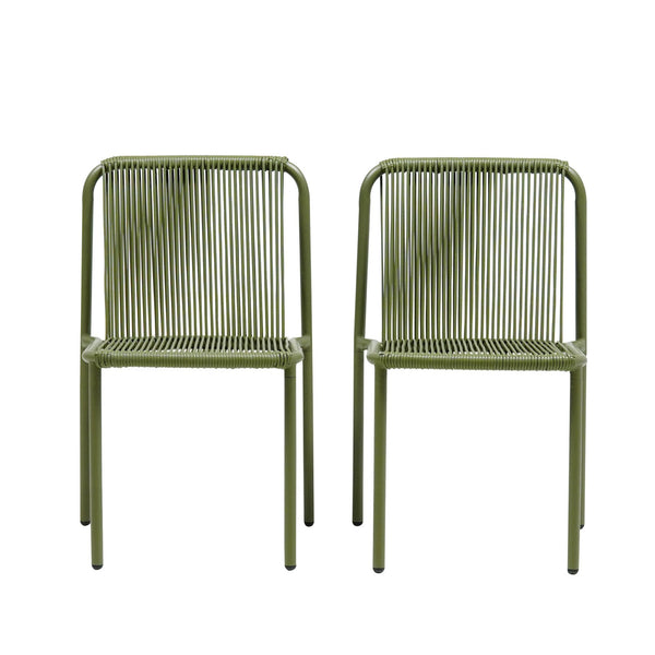 English Elm Christopher Knight Home® - Burgess Weather-Resistant Outdoor Stacking Dining Chair Set of 2 — UV-Proof PE Rattan with Iron Frame Green 23.75 L x 20.9 W x 19.5 H N776P234186G