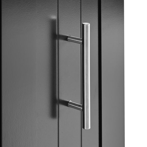 English Elm K&K Kitchen Island with Drop Leaf, Rolling Storage Cart with 3-Tier Pull-Out Organizer, Durable Wood Countertop Black WF531421AAB