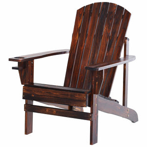 English Elm Outsunny Wooden Adirondack Chair - Classic Outdoor Lounge With Cup Holder For Patios & Gardens W2225P200899-GIGA