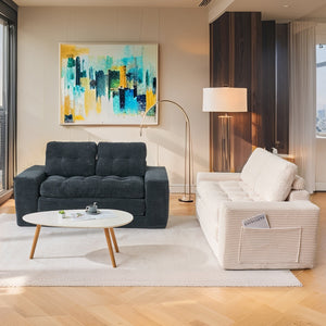 English Elm Loveseat Convertible Sofa Bed With Memory Foam - Stylish Corduroy, No Assembly, Perfect For Small Spaces! W2959P379137