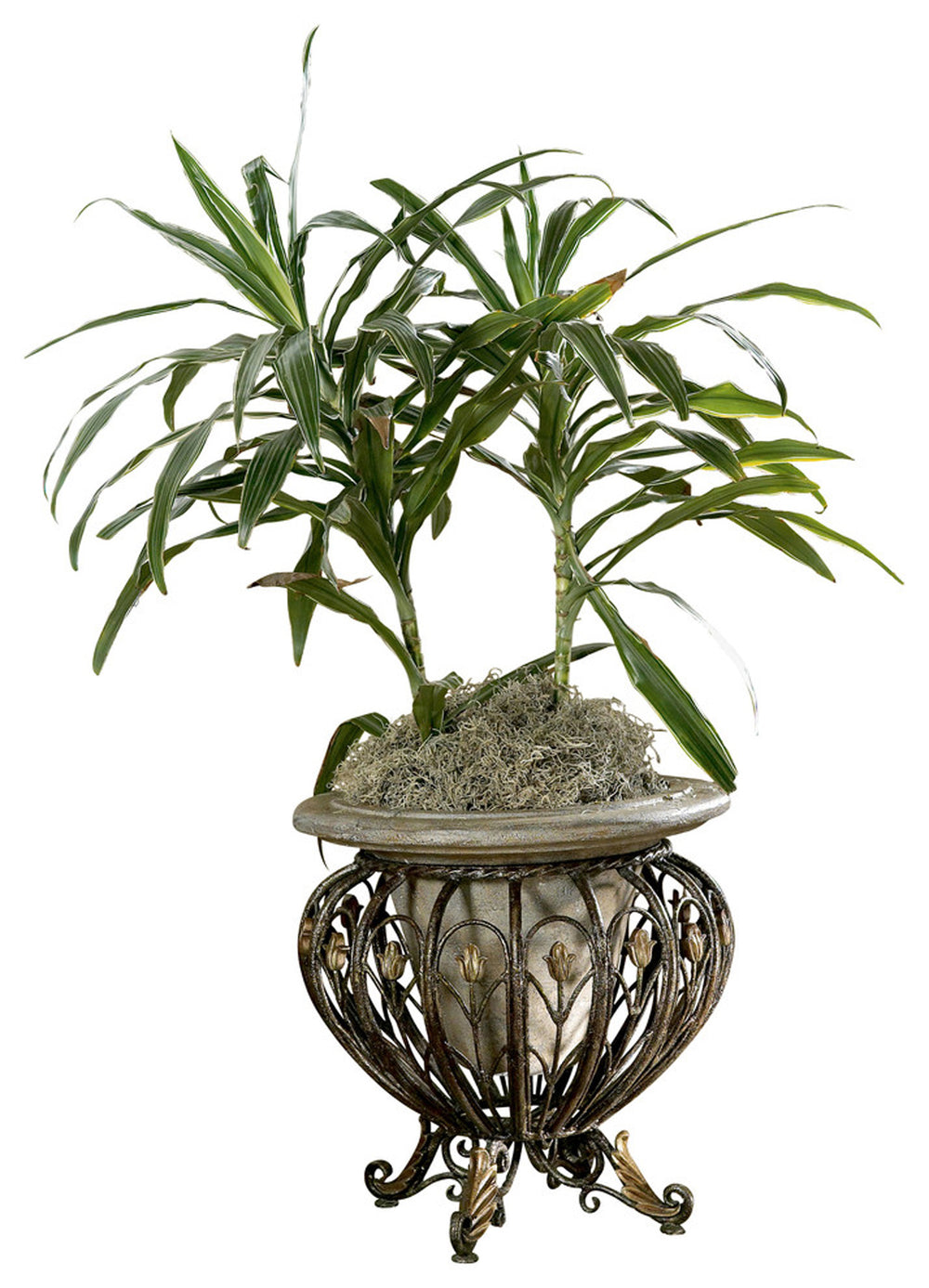 Butler Specialty Matthias Metal & Stone Decorative Planter For Live Plants - Stylish Home & Garden Accent Piece Multi,Color Cast Stone,Wrought Iron 919070-butler