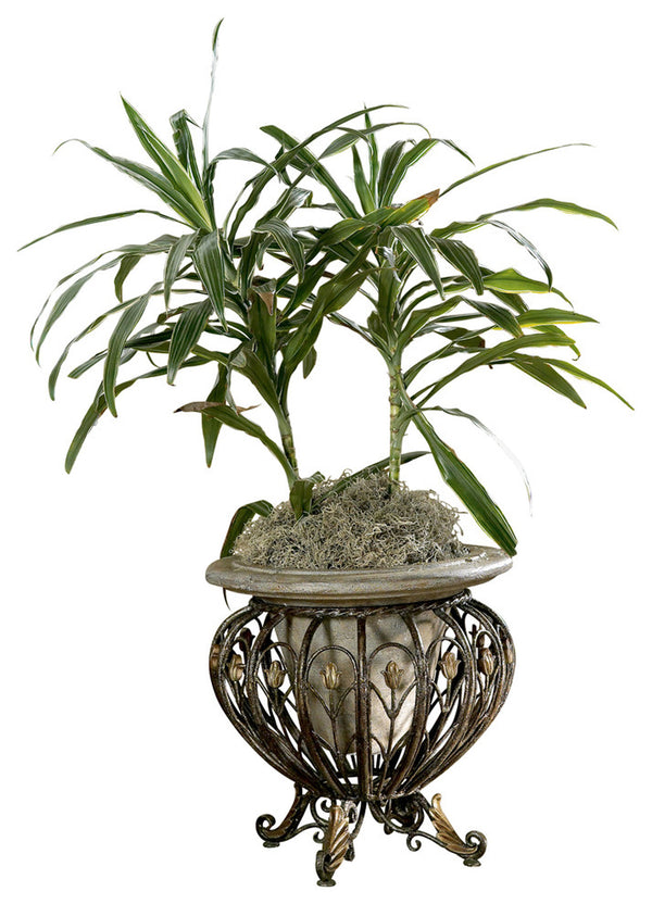 Butler Specialty Matthias Metal & Stone Decorative Planter For Live Plants - Stylish Home & Garden Accent Piece Multi,Color Cast Stone,Wrought Iron 919070-butler