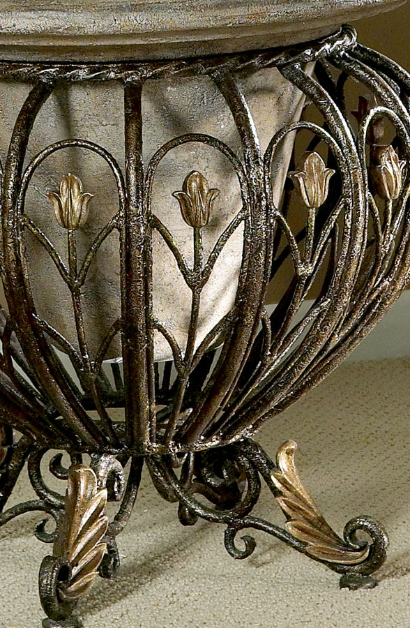 Butler Specialty Matthias Metal & Stone Decorative Planter For Live Plants - Stylish Home & Garden Accent Piece Multi,Color Cast Stone,Wrought Iron 919070-butler