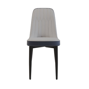 English Elm A Set Of 4 Modern Dining Chairs In White And Blue Pu Leather With Cushioned Comfort & Metal Legs W2189P168409